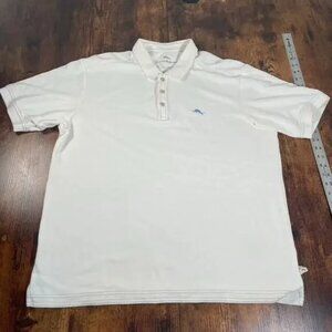 Tommy Bahama Islandzone Supima white short sleeve polo shirt large‎ Trim Fit men